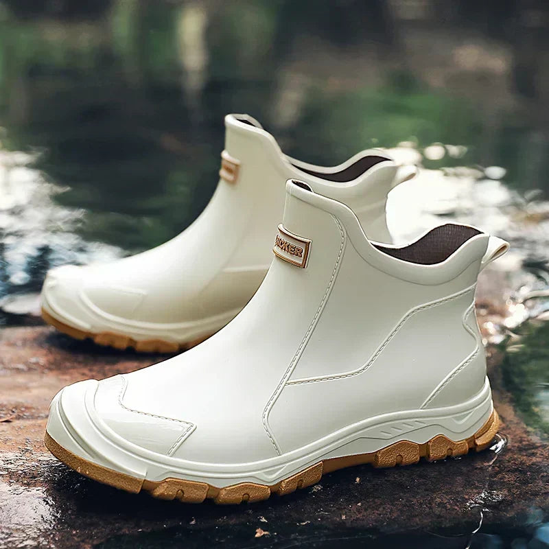 Women's pull-tab orthopedic Chelsea rain boots - beige