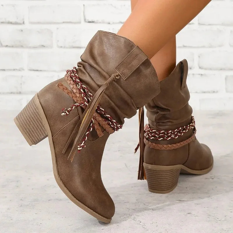 Women's western-style orthopedic boots for everyday wear