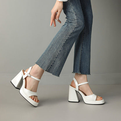 Women's ankle strap block heel orthopedic heels