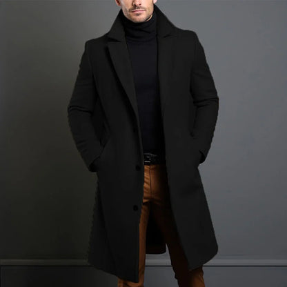 Trench coat for men with belted waist - black