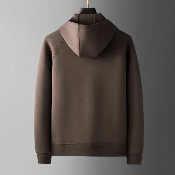 Men's hooded tailored stretch jacket with zip front