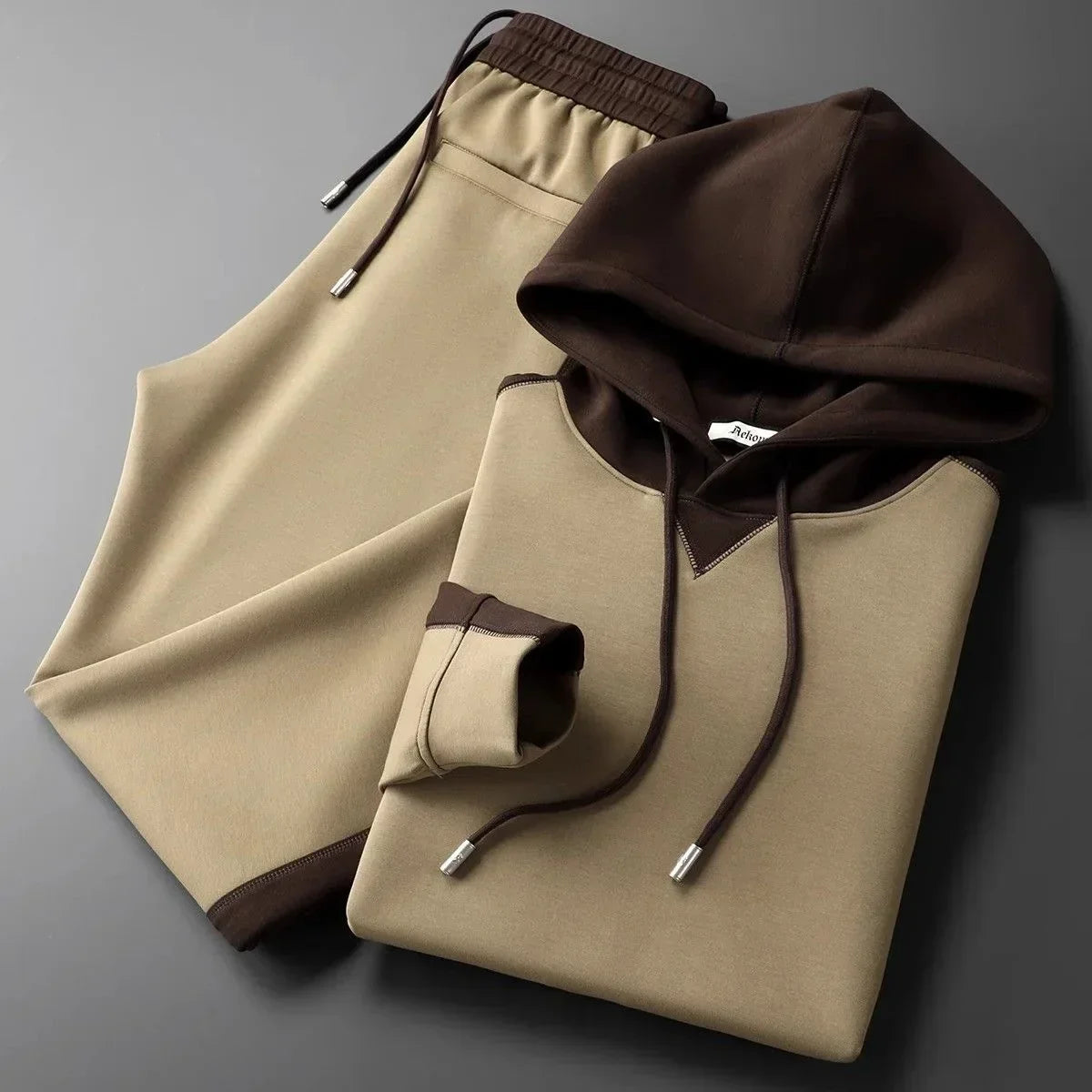 Men's cotton tracksuit set with zip jacket