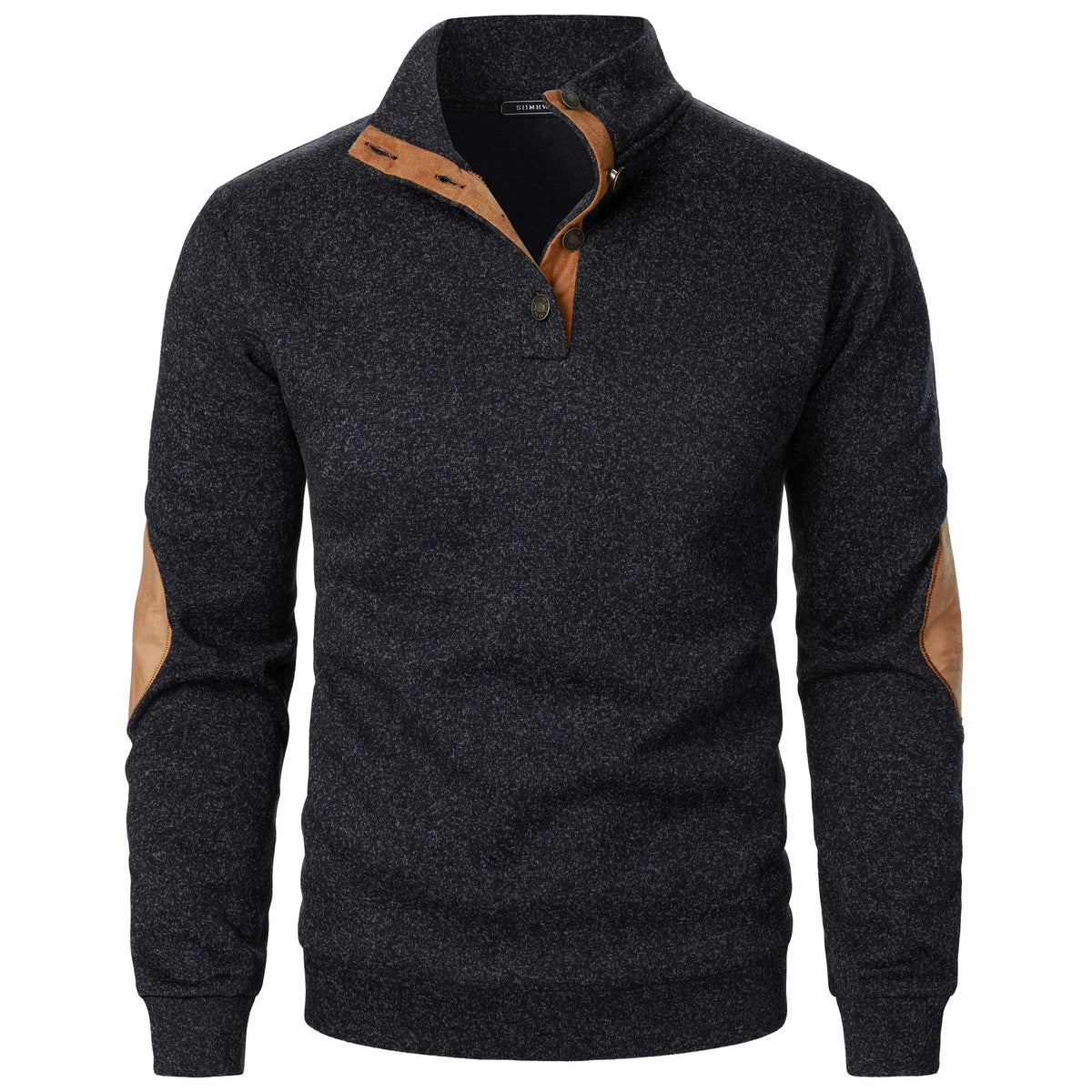 Knitted sweater for men with elbow patches