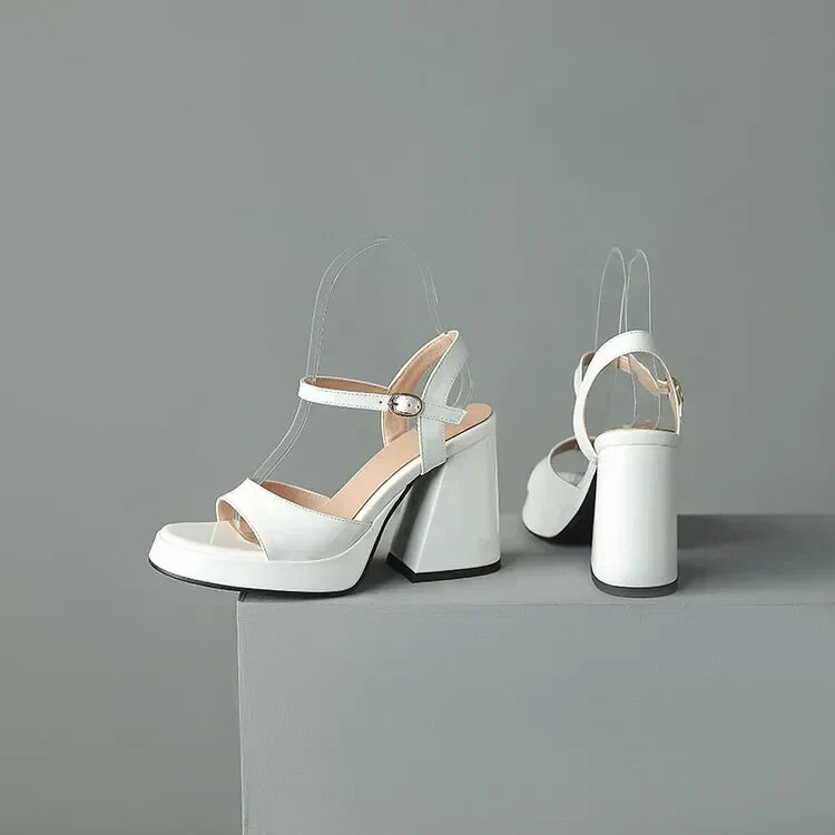 Women's ankle strap block heel orthopedic heels