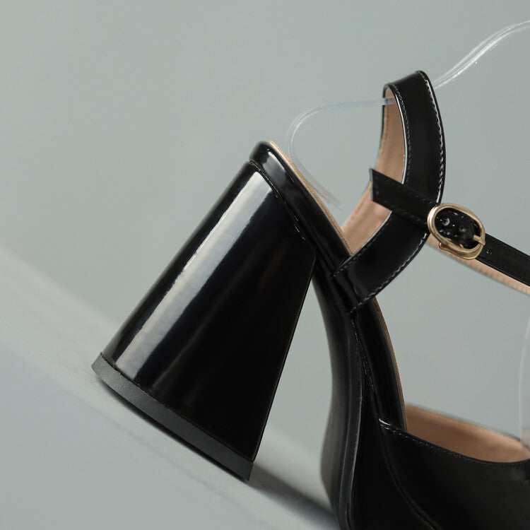 Women's ankle strap block heel orthopedic heels
