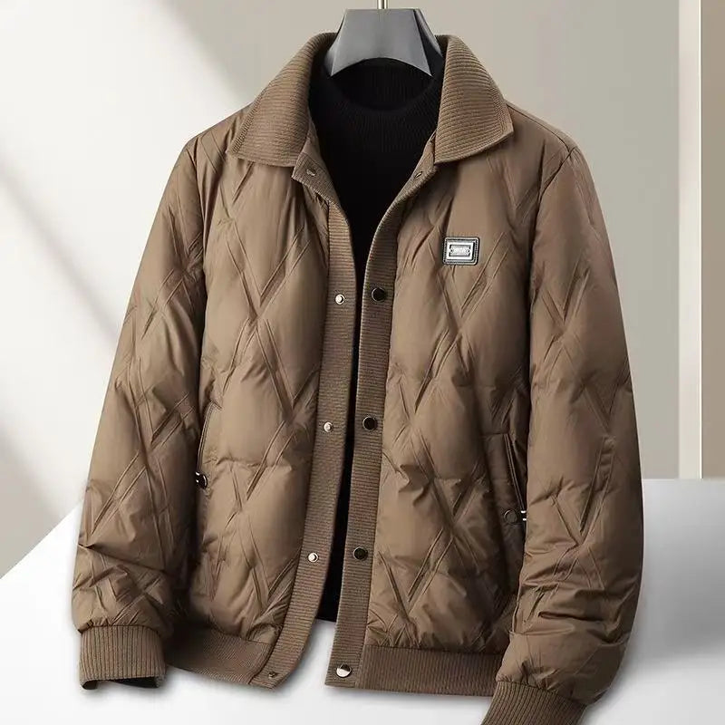 Men's diamond quilted puffer jacket - light brown