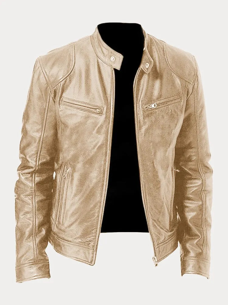 Leather jacket for men with classic styling - gold
