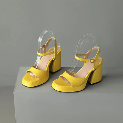 Women's ankle strap block heel orthopedic heels
