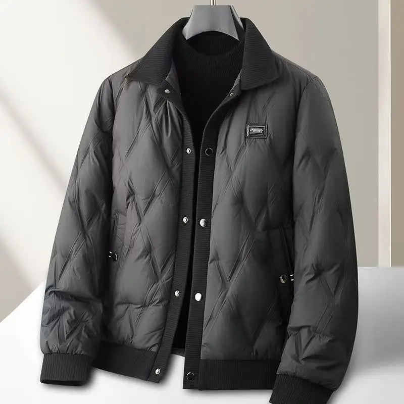 Men's diamond quilted puffer jacket - classic black