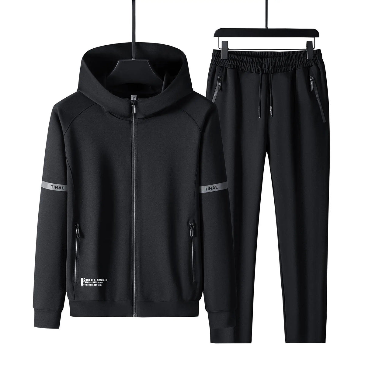 Men's hooded stretch tracksuit with sculpted fit