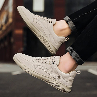 Men's suede sneakers with low-top design