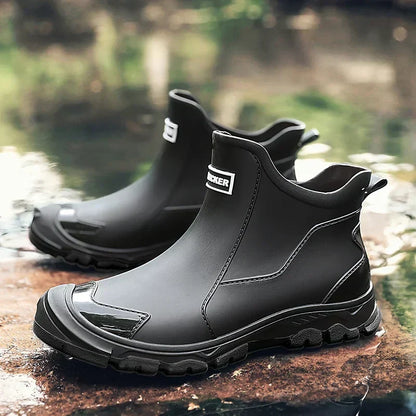 Women's pull-tab orthopedic Chelsea rain boots - black