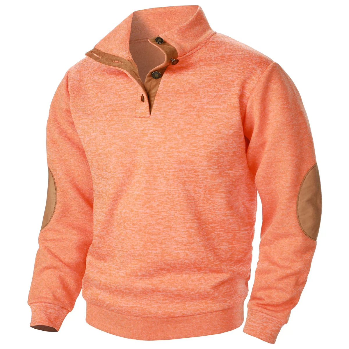 Knitted sweater for men with elbow patches - orange