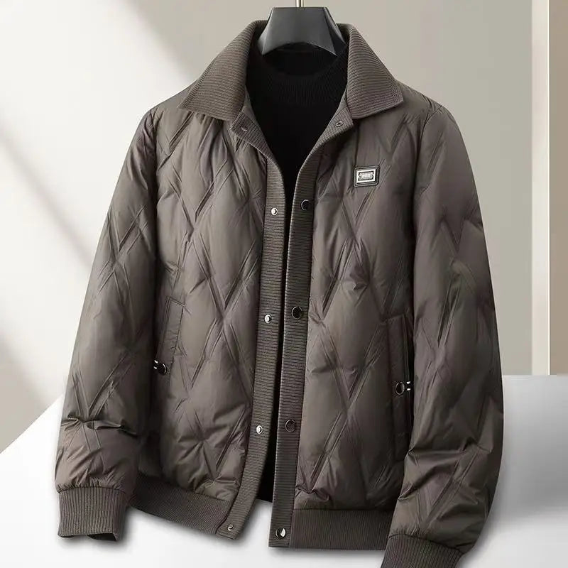 Men's diamond quilted puffer jacket - brown