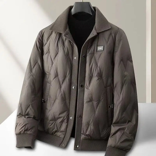 Men's diamond quilted puffer jacket - brown