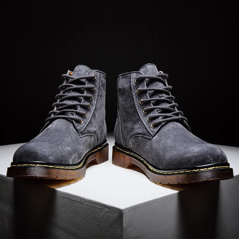 Lace Up Suede Boots with Cushioned Insole for Men