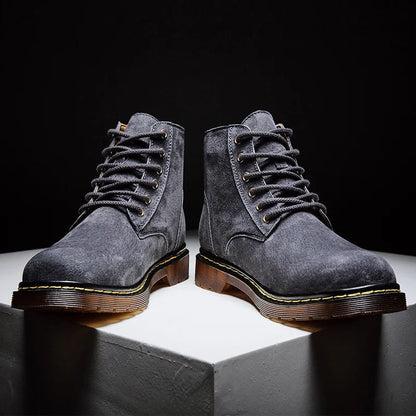 Lace Up Suede Boots with Cushioned Insole for Men