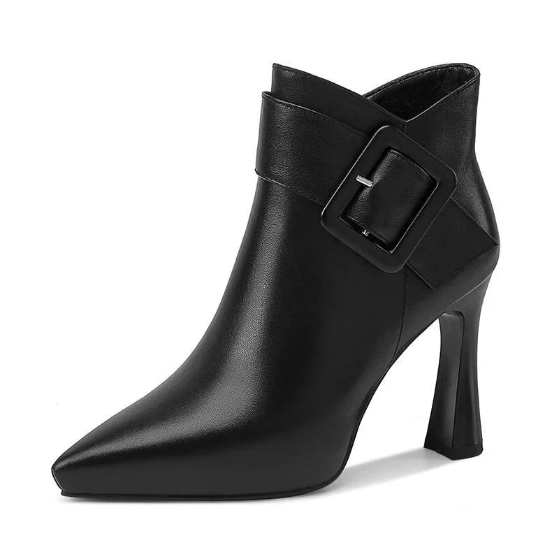 Leontina - Buckle Detail Heeled Boots