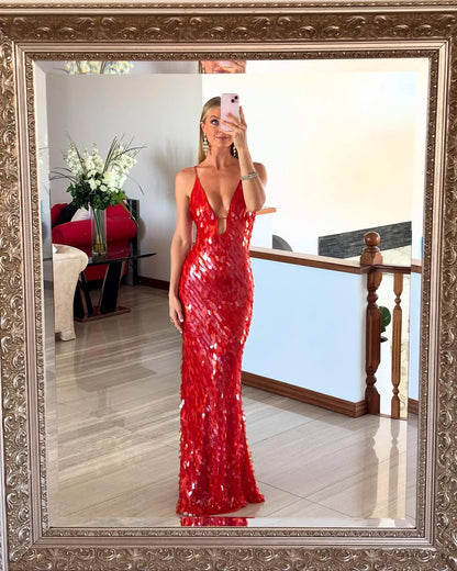 Hollis - Sequin Backless Maxi Dress