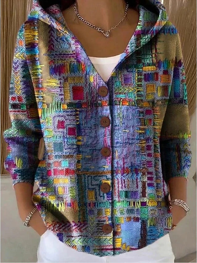 Woman wearing long plus size cardigan sweater