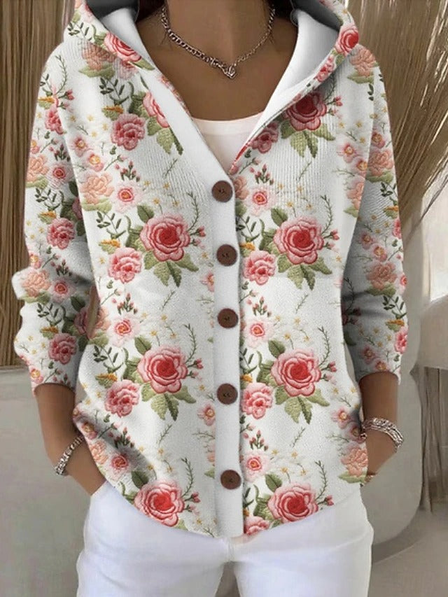 Woman wearing long plus size cardigan sweater