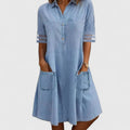 Brittany | Patch-Pocket Relaxed Denim Midi Dress