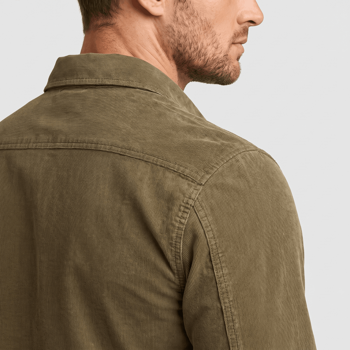 Corduroy Shirt with Spread Collar for Men