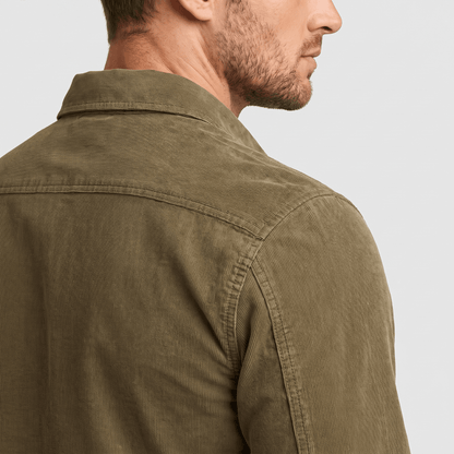 Corduroy Shirt with Spread Collar for Men