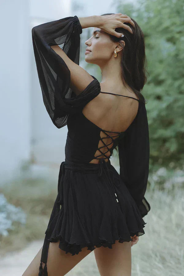 Women's mini dress with flattering silhouette, front view