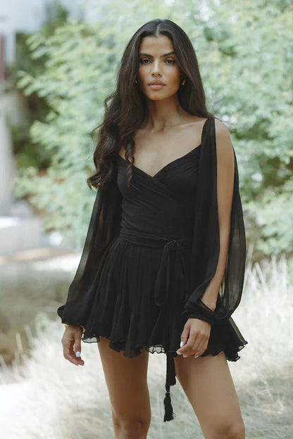 Women's mini dress with flattering silhouette, front view