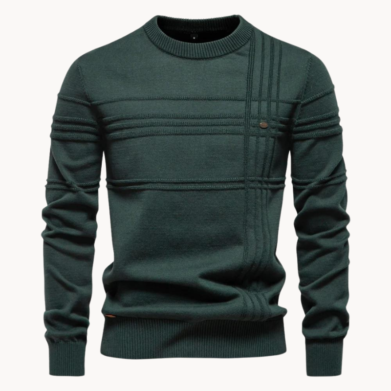 Fine gauge crew neck sweater for men - green