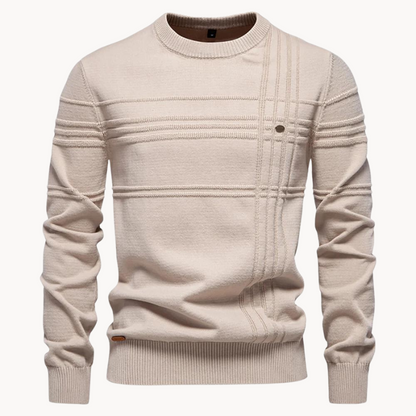 Fine gauge crew neck sweater for men - beige