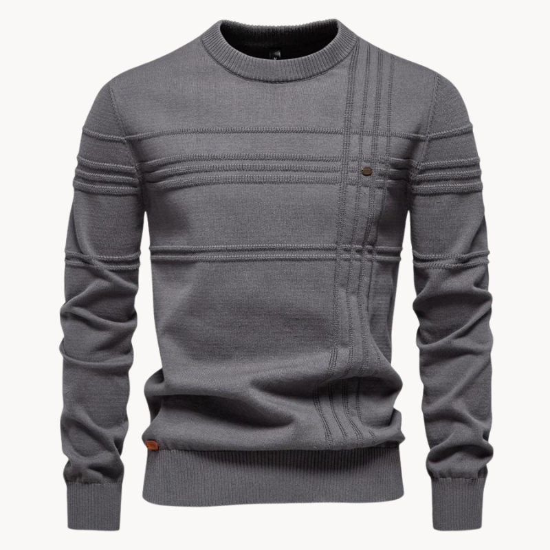 Fine gauge crew neck sweater for men - gray