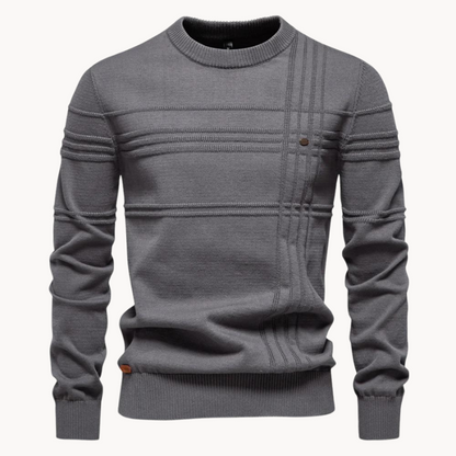 Fine gauge crew neck sweater for men - gray