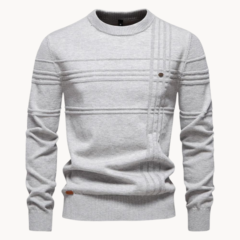 Fine gauge crew neck sweater for men - light grey