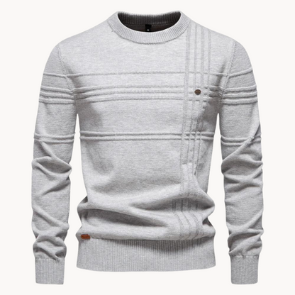 Fine gauge crew neck sweater for men - light grey