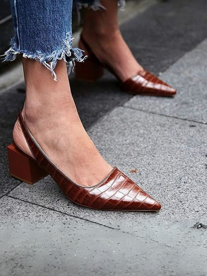 Women's croc-effect slingback block heel shoes