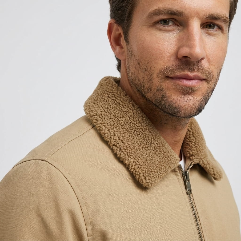 Men's aviator bomber jacket with knit collar