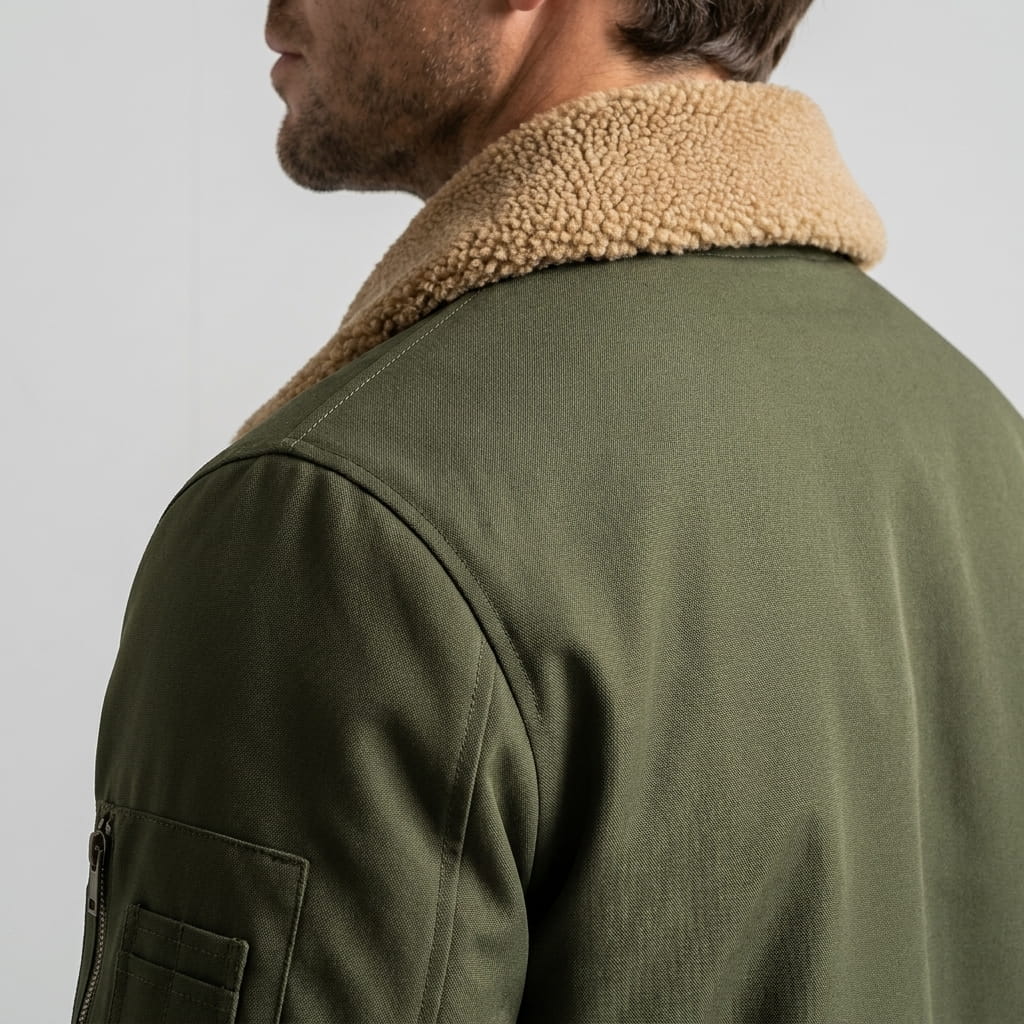 Men's aviator bomber jacket with knit collar