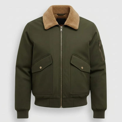 Men's aviator bomber jacket with knit collar