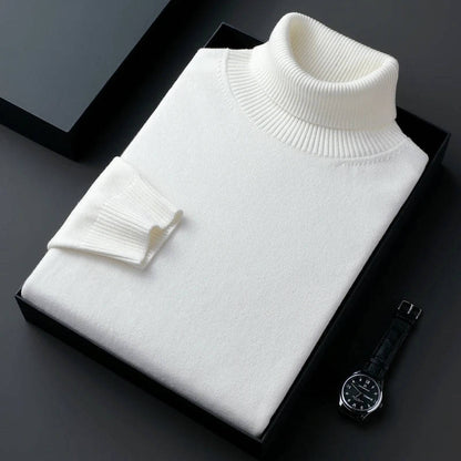 Men's knit turtleneck sweater - white