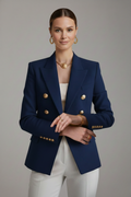 Augustine | Double-Breasted Gold-Button Blazer