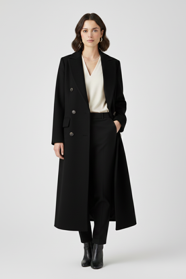 Clarisse - Notched-Lapel Button-Front Coat