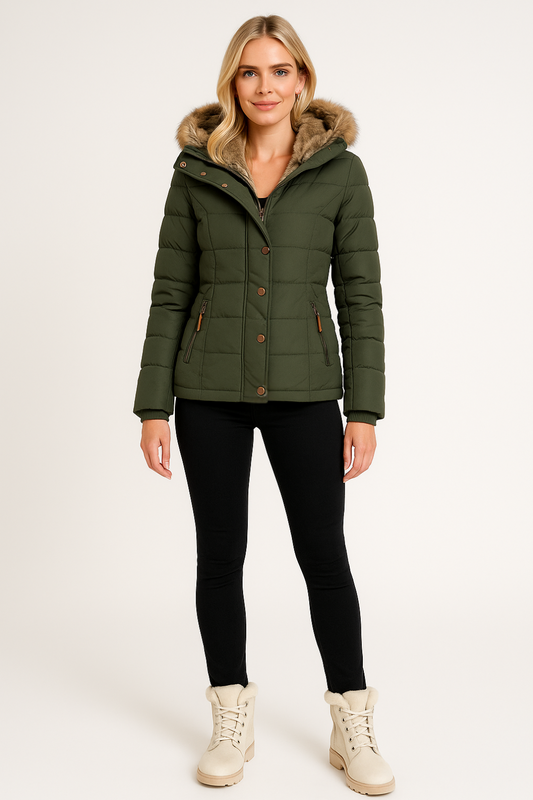 Ludmilla - Padded Puffer Coat with Trimmed Hood