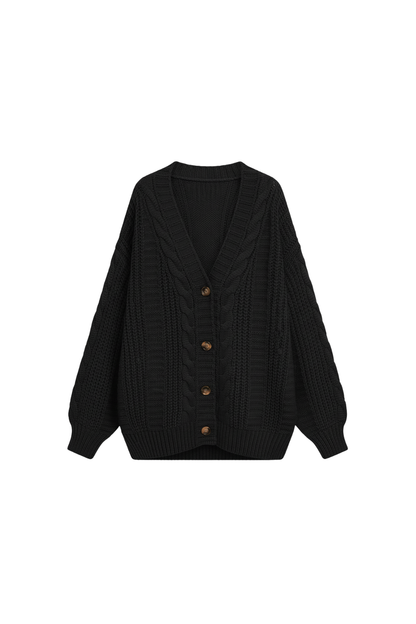 Cordula - Oversized Cable Knit Button Cardigan