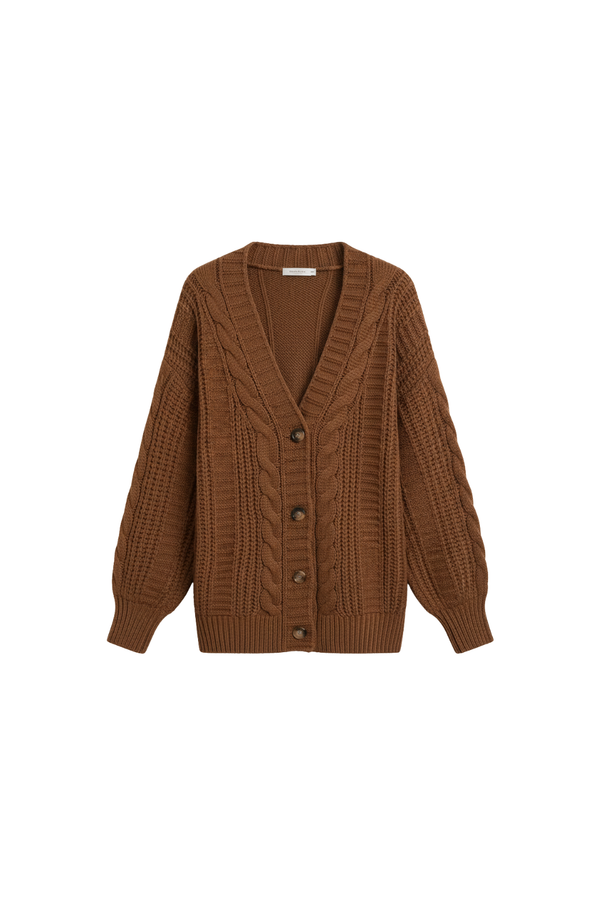 Cordula | Oversized Cable Knit Button Cardigan