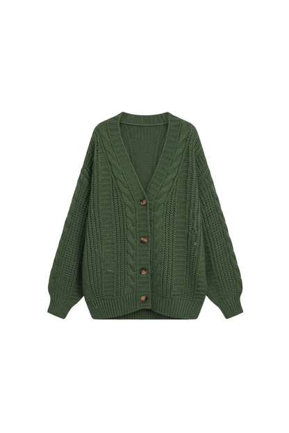 Cordula - Oversized Cable Knit Button Cardigan