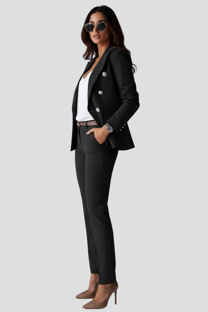 Petronella - Double-Breasted Blazer and Straight-Leg Set