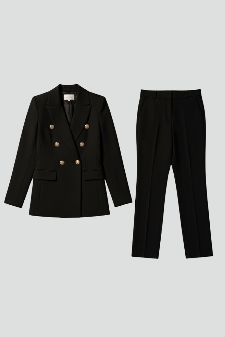 Petronella - Double-Breasted Blazer and Straight-Leg Set