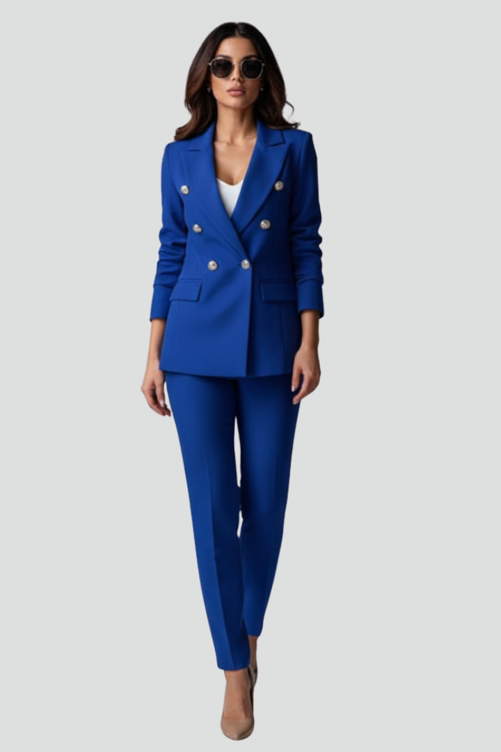 Petronella - Double-Breasted Blazer and Straight-Leg Set